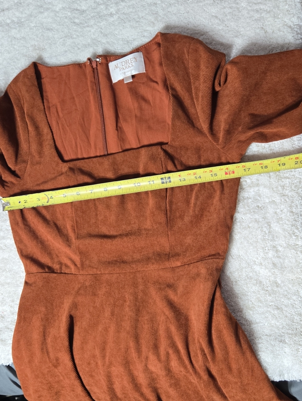 Audrey Parks for francesca brown corduroy long sleeve dress Sz M Like New - Picture 11 of 12